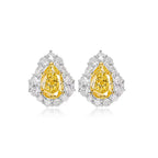 Pear-Cut Yellow Diamond Halo Statement Ring