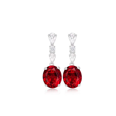 Oval Ruby & Diamond Jewelry Set (Necklace + Earrings + Ring)