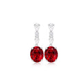 Oval Ruby & Diamond Jewelry Set (Necklace + Earrings + Ring)
