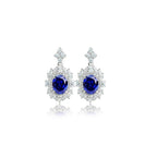 Cushion Sapphire & Diamond Jewelry Set (Necklace + Earrings + Ring)