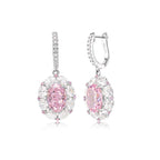 Oval Pink Diamond Halo Jewelry Set (Necklace + Earrings + Ring)