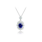 Cushion Sapphire & Diamond Jewelry Set (Necklace + Earrings + Ring)