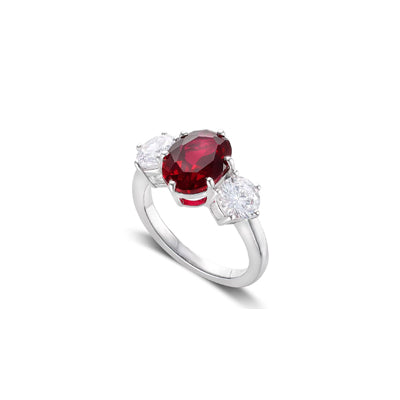 Heart-Cut Ruby & Diamond Statement Ring