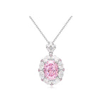 Oval Pink Diamond Halo Jewelry Set (Necklace + Earrings + Ring)